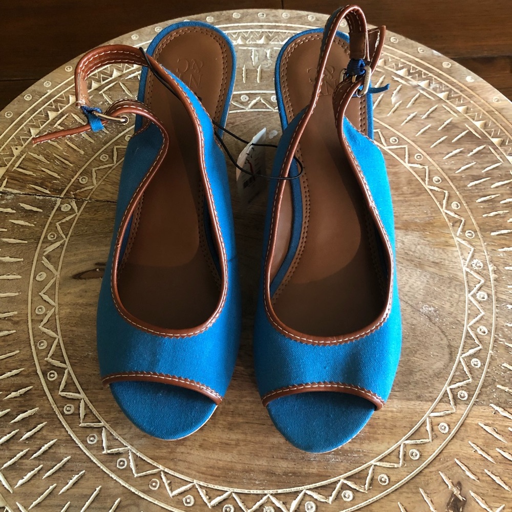Blue wedge sandals size 10